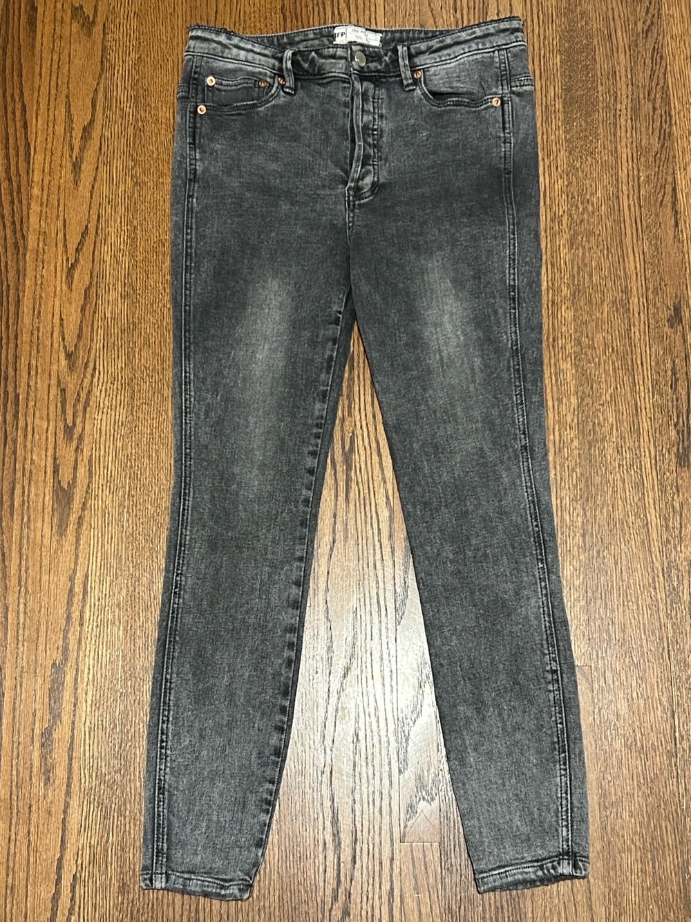 Free People Black Gray Skinny Jeans Size 27